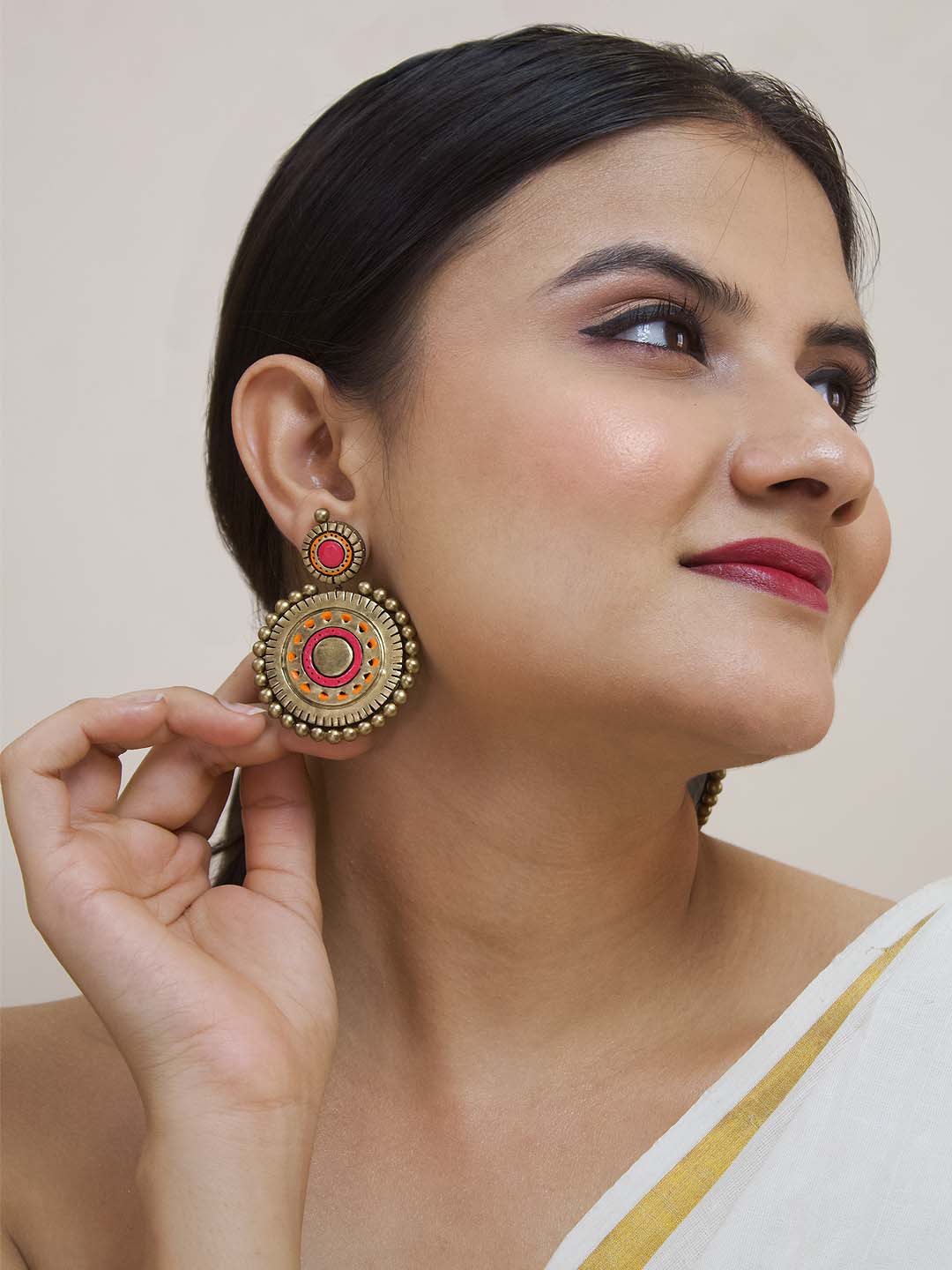 Handamde Circular Design Terracotta Earrings