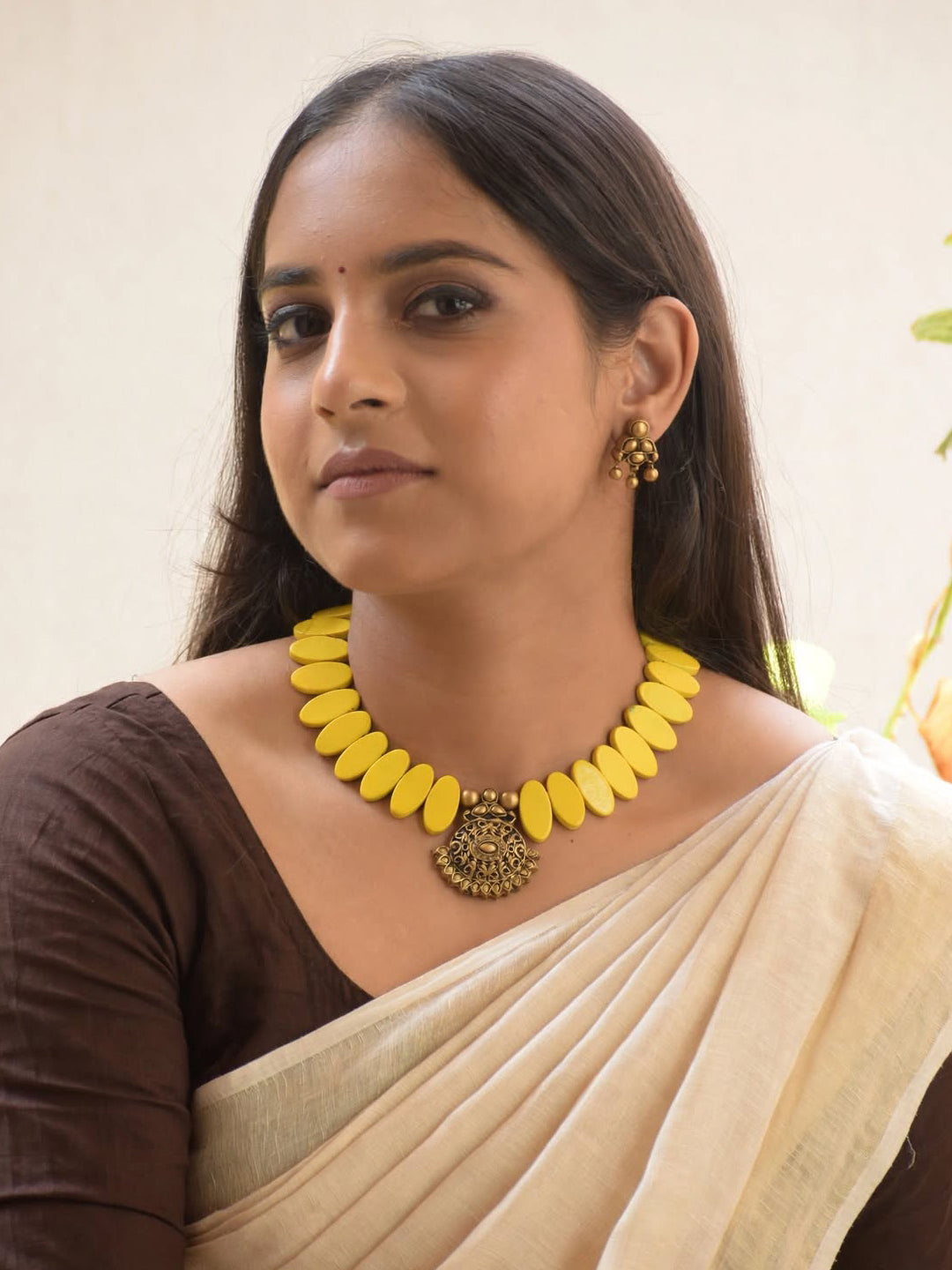 Oval Design Hand Painted Finish Terracotta Jewellery Set