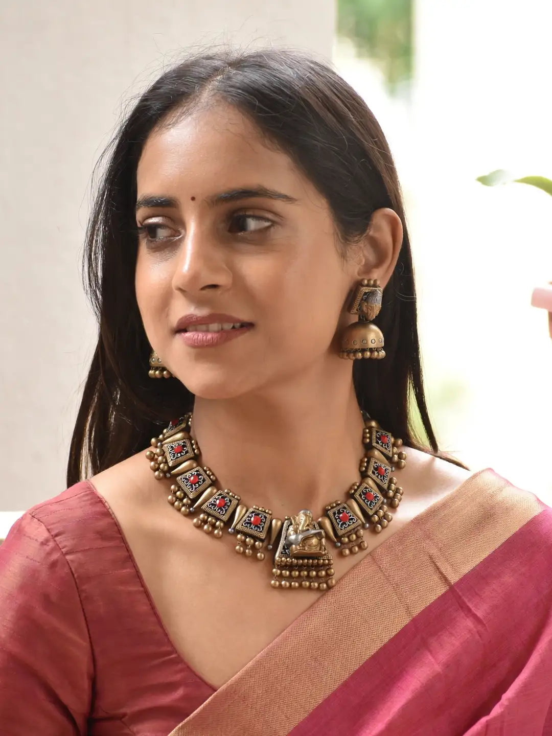 Manjari — Ganesha Design Hand Painted Terracotta Jewellery Set