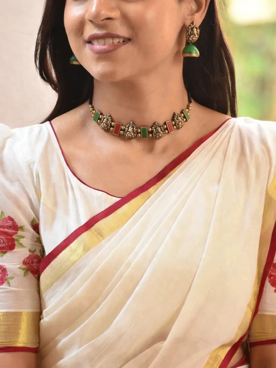 Mridulini — Ganesha Design Hand Painted Terracotta Jewelry Set