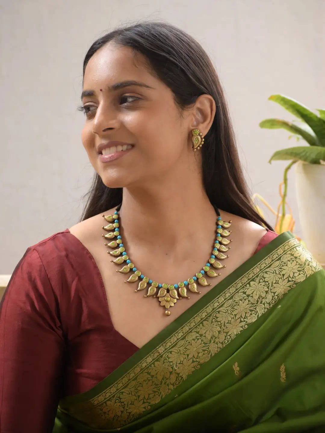 Mango Design Hand Painted Terracotta Jewelry Set