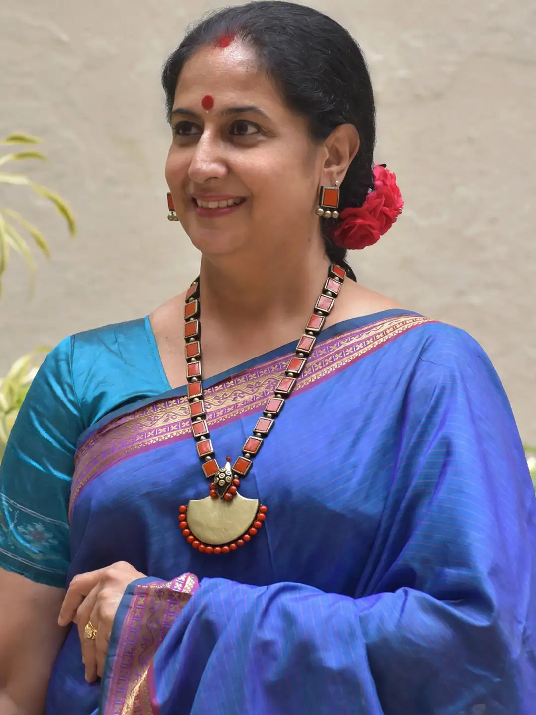 Rectangular Design Hand Painted Terracotta Jewelry Set