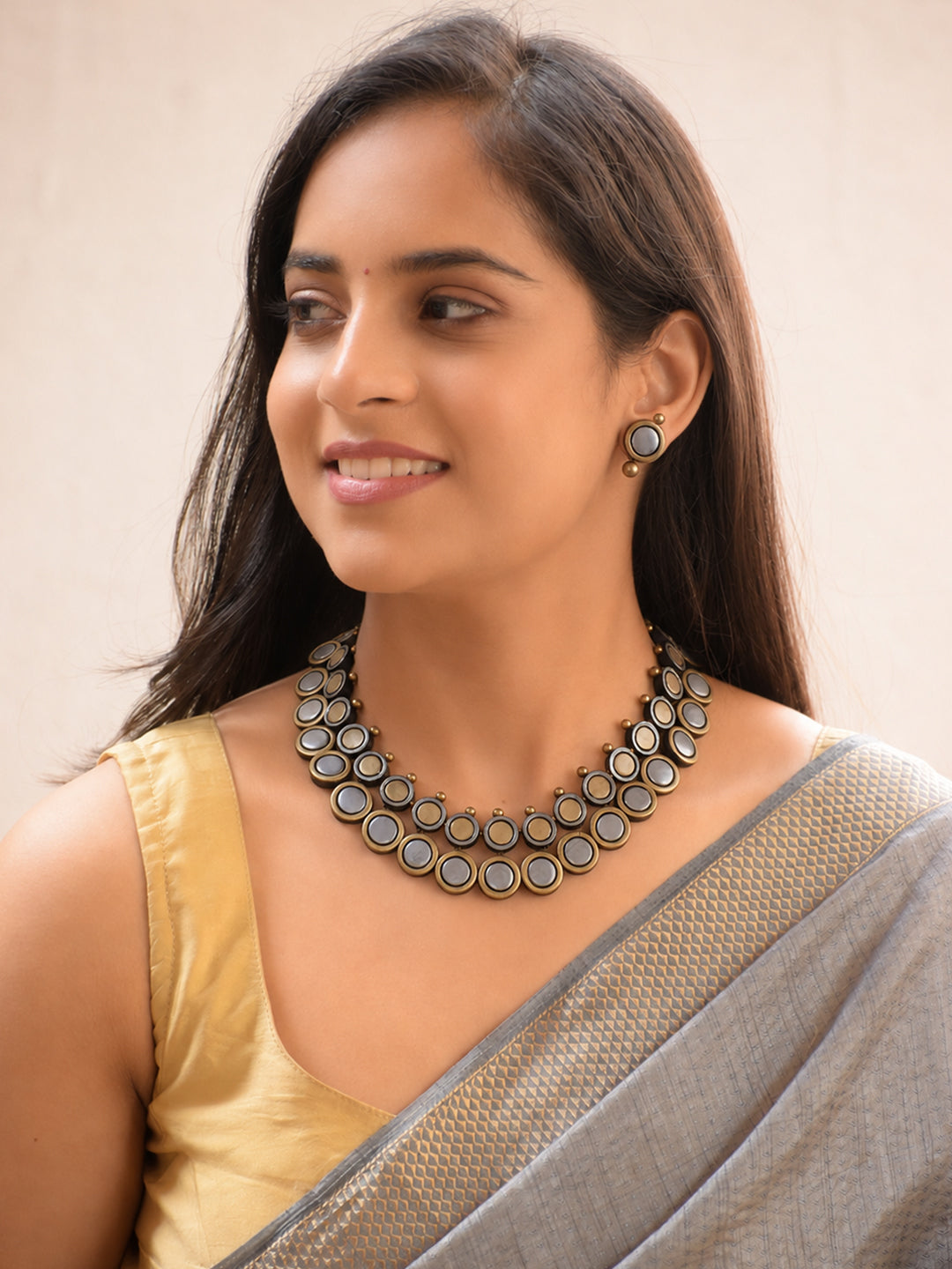 Arthika — Designer Handmade Terracotta Coin Design Choker Necklace Set