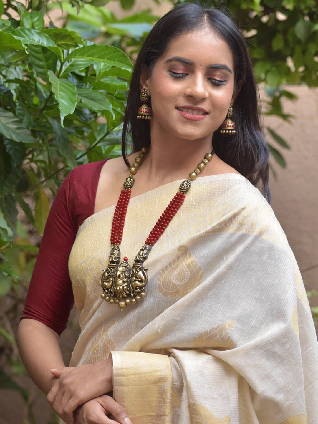 Tarunya — Ganesha Design Hand Painted Terracotta Jewellery Set