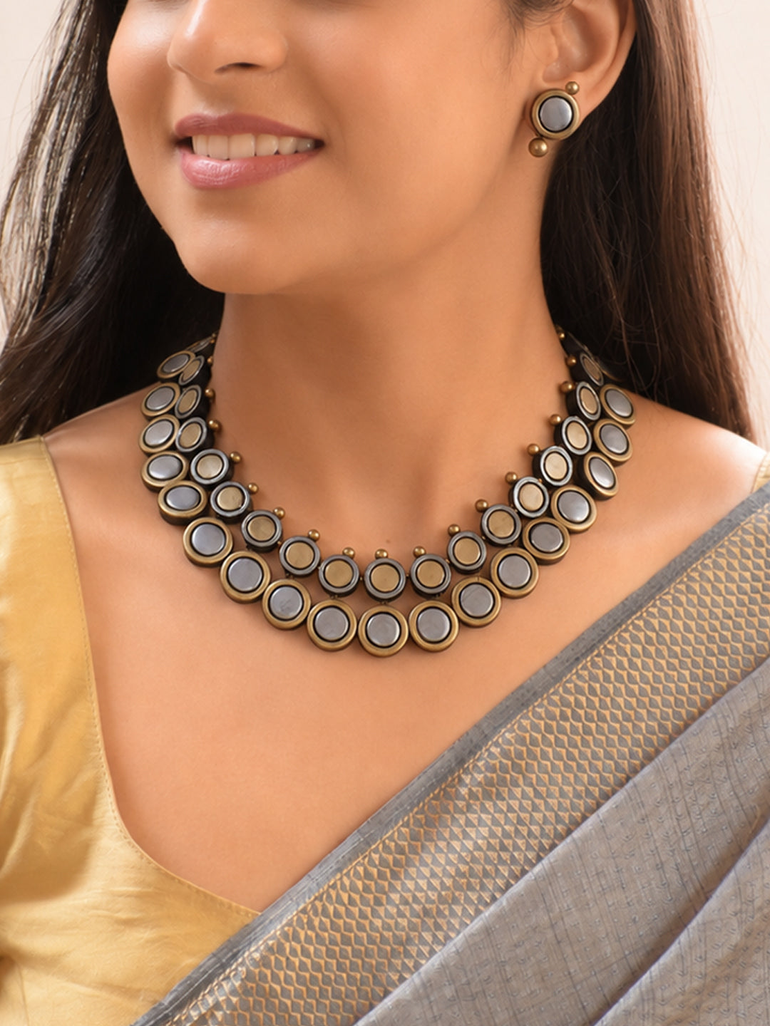 Arthika — Designer Handmade Terracotta Coin Design Choker Necklace Set