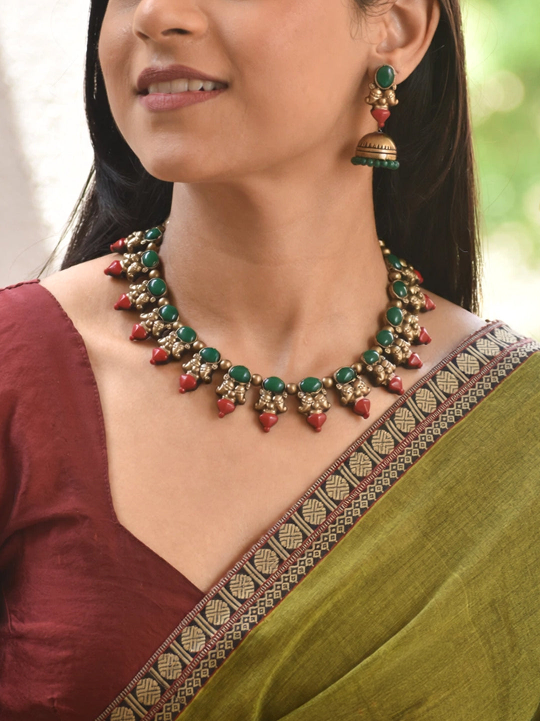 Ranjita — Mango Design Hand Painted Finish Terracotta Jewelry Set
