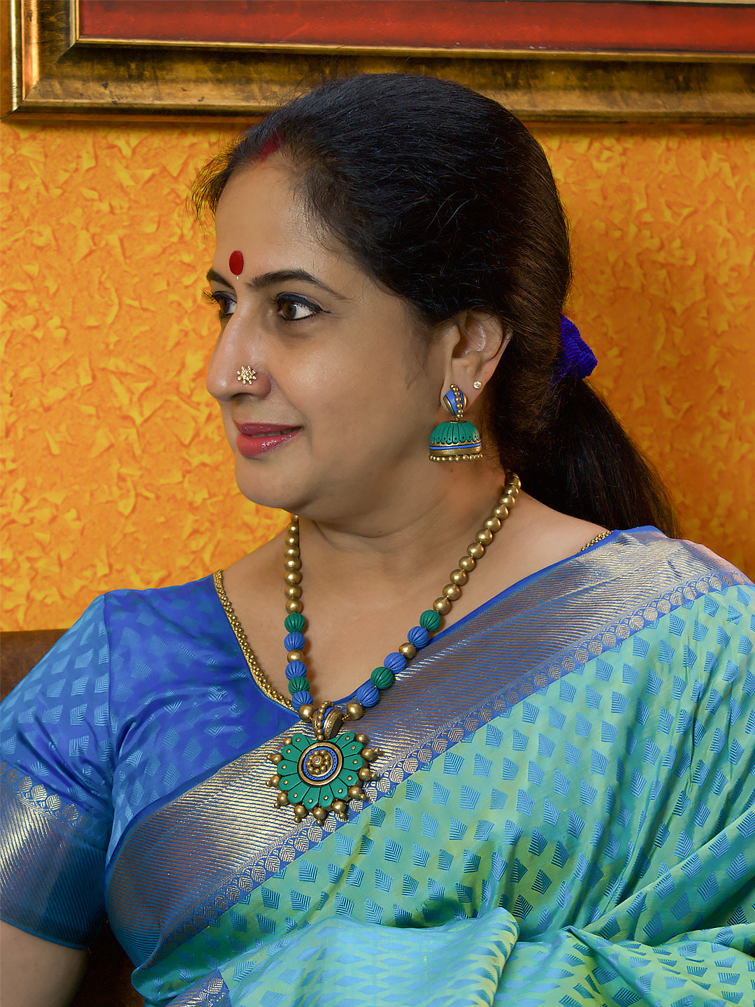 Harsha — Circular Design Hand Painted Finish Terracotta Jewelry Set