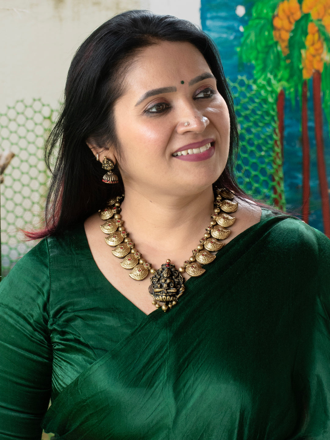 Lakshmi Antique Gold Temple Terracotta Necklace Set