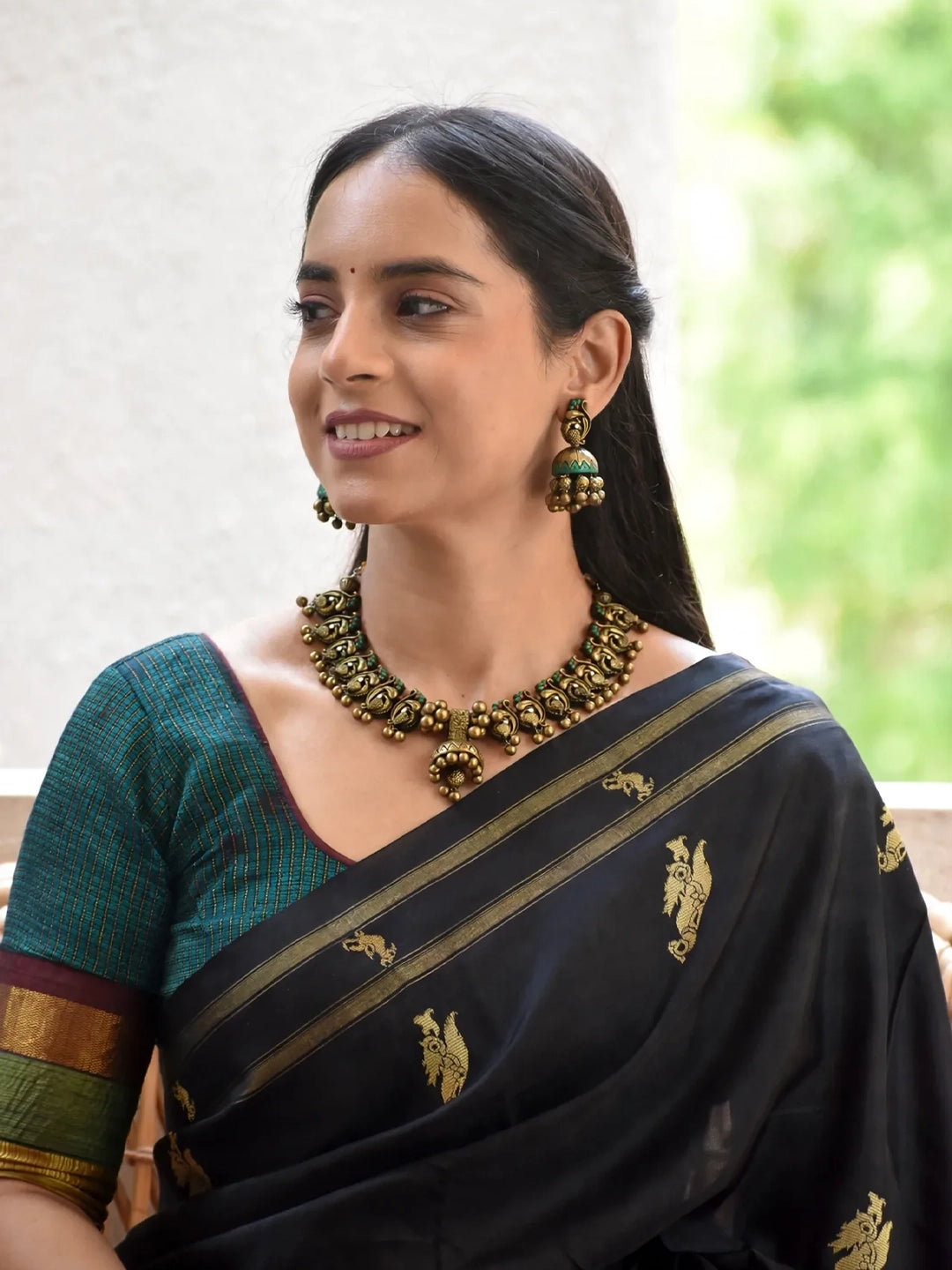 Handmade Antique Gold Peacock Choker Necklace Sets
