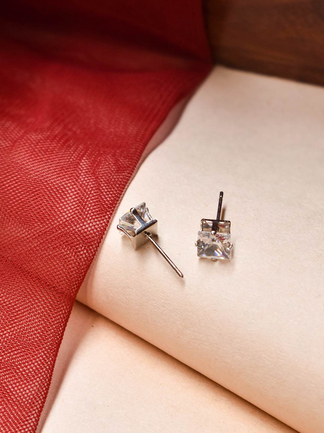 Rectangular Design Cubic Zirconia Earring