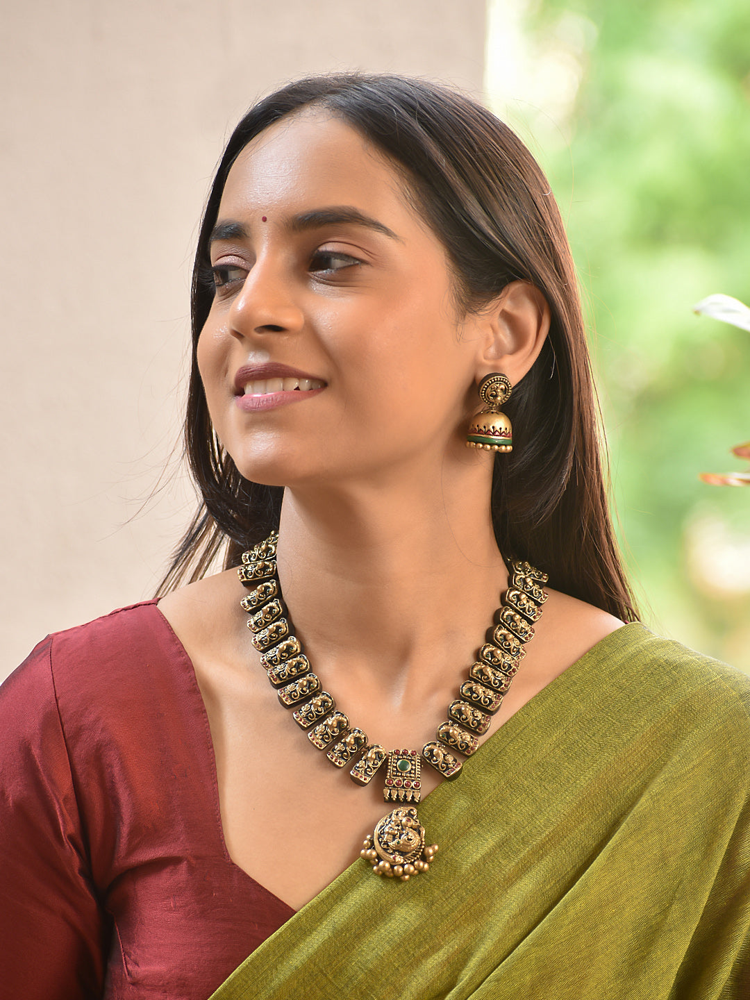 Terracotta Antique Temple Coin Necklace Set