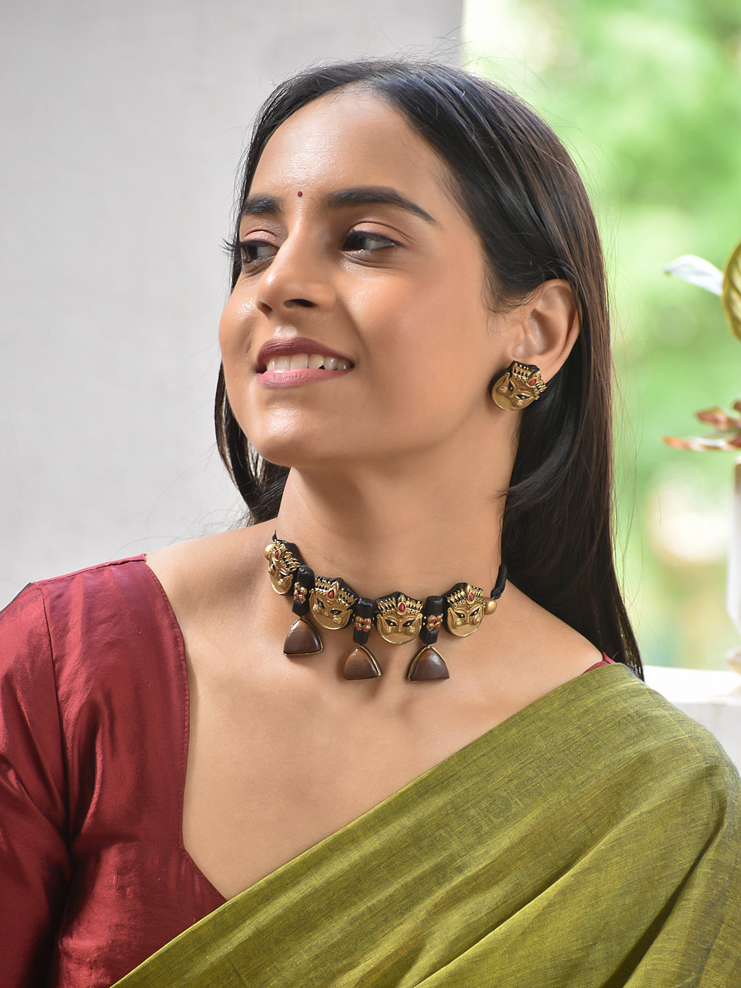 Terracotta Goddess Motif Choker Necklace Set